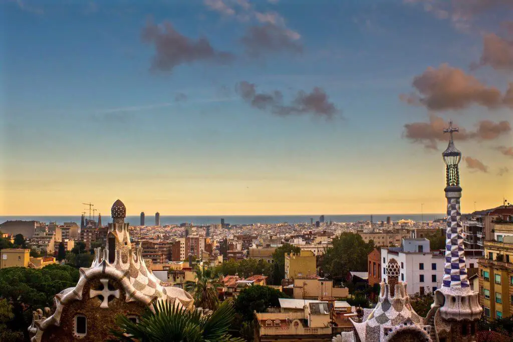 Park Guell offers a panorama view of Barcelona