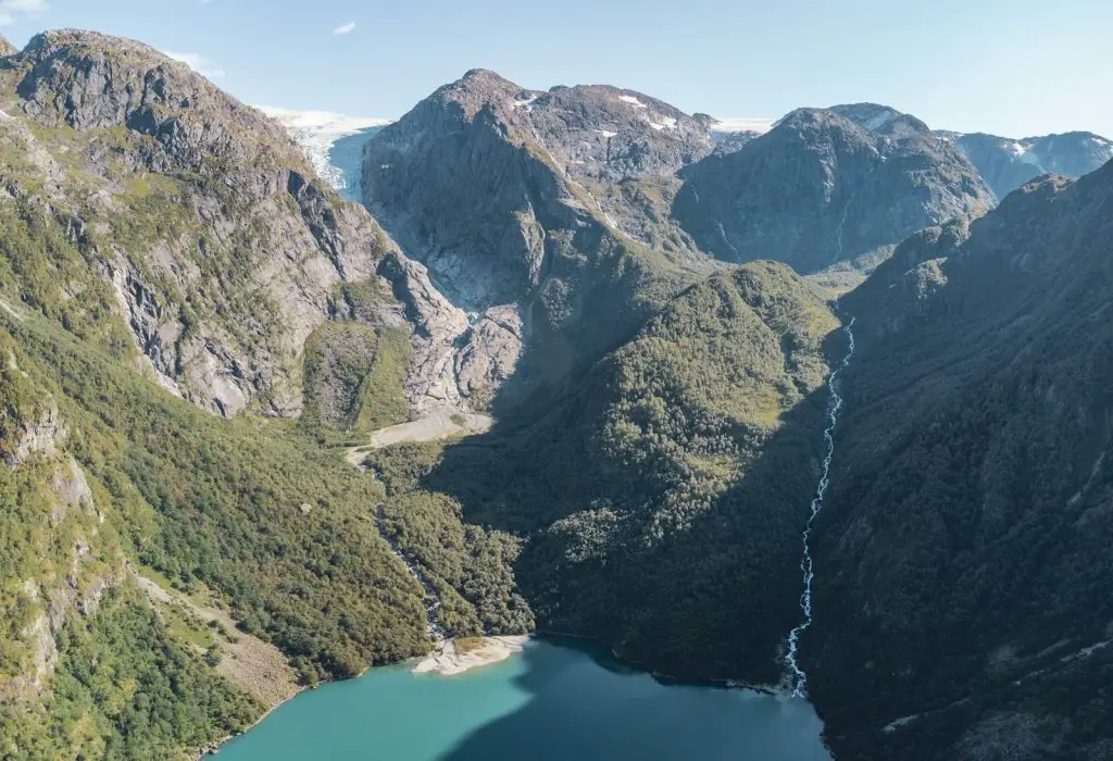 a large body of water surrounded by mountains